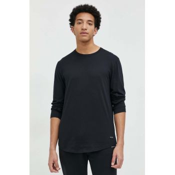 Hollister Co. longsleeve din bumbac culoarea negru, neted