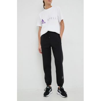 adidas by Stella McCartney pantaloni de trening femei, culoarea negru, uni HR2208