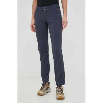 Columbia pantaloni de exterior Saturday Trail femei, culoarea bleumarin, drept, high waist 2016661