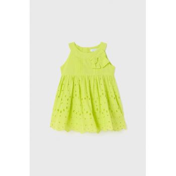 Mayoral rochie din bumbac pentru copii culoarea verde, mini, evazati