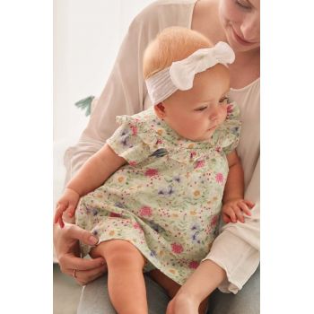 Mayoral Newborn rochie din bumbac pentru bebeluși culoarea turcoaz, mini, evazati