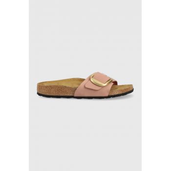 Birkenstock șlapi de piele MADRID BIG BUCKLE femei, culoarea roz, 1024039 1024039-OldRose