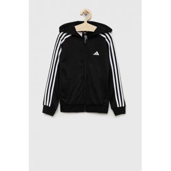 adidas bluza copii U TR-ES 3S culoarea negru, cu glugă, modelator