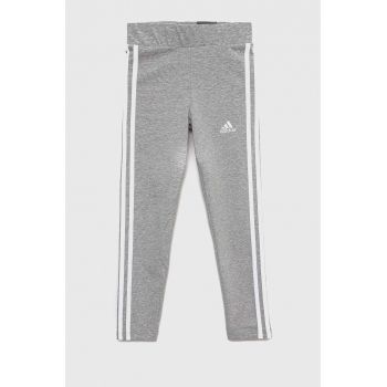 Adidas leggins copii G 3S culoarea gri, melanj