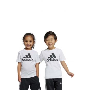 Adidas tricou de bumbac pentru copii LK BL CO culoarea alb, cu imprimeu