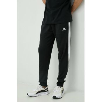 adidas pantaloni de trening din bumbac bărbați, culoarea negru, cu imprimeu  HA4337