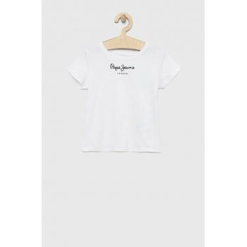 Pepe Jeans tricou de bumbac pentru copii Culoarea alb