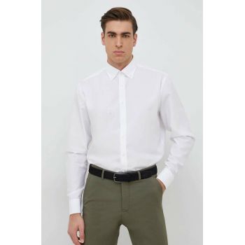 Seidensticker camasa din bumbac Barbati, culoarea alb, cu guler button-down, slim