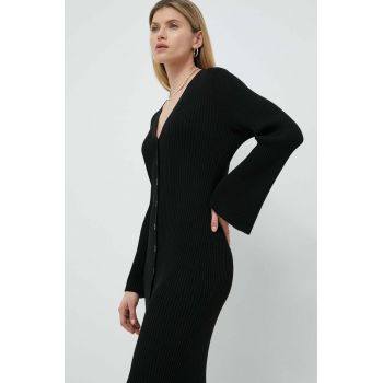 Gestuz rochie culoarea negru, midi, mulata