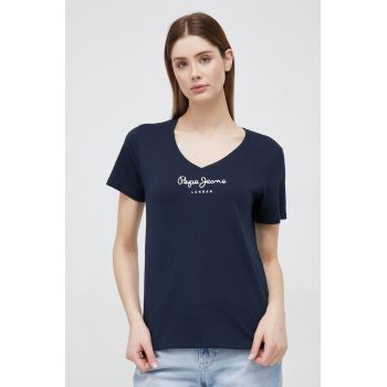 Pepe Jeans tricou din bumbac Wendy V Neck culoarea albastru marin