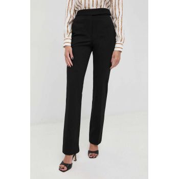 Victoria Beckham pantaloni femei, culoarea negru, drept, high waist