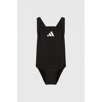 adidas Performance costum de baie dintr-o bucată pentru copii 3 BARS SOL ST culoarea negru