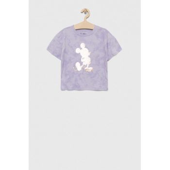 GAP tricou de bumbac pentru copii x Myszka Miki culoarea violet