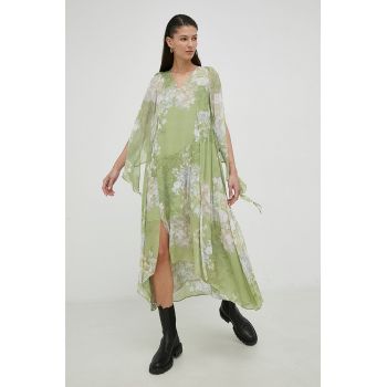 AllSaints rochie culoarea verde, midi, oversize