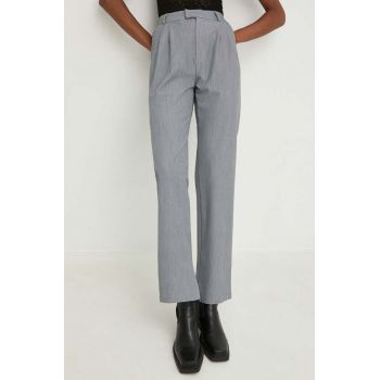 Answear Lab pantaloni femei, culoarea gri, drept, high waist