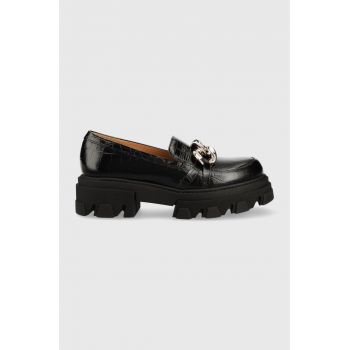 Charles Footwear mocasini de piele Mey femei, culoarea negru, cu platforma, Mey.Loafer