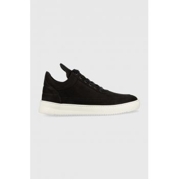 Filling Pieces sneakers din piele întoarsă Low top Ripple culoarea negru, 25121721863