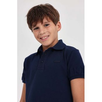 Mayoral tricou polo copii culoarea albastru marin, neted