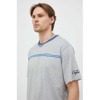 Levi's tricou din bumbac culoarea gri, cu imprimeu