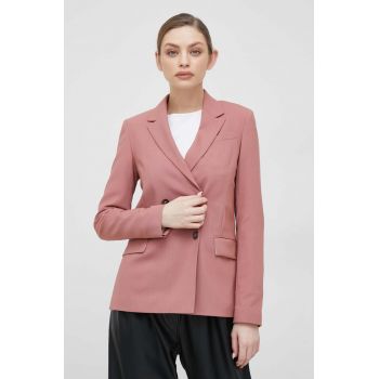 PS Paul Smith geaca de lana culoarea roz, cu doua randuri de nasturi, neted