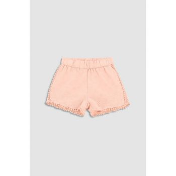 Coccodrillo pantaloni scurți din bumbac pentru copii culoarea roz, neted