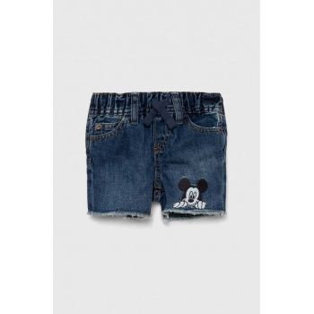 GAP pantaloni scurti din denim pentru copii culoarea albastru marin, cu imprimeu, talie reglabila