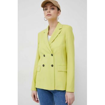 PS Paul Smith geaca de lana culoarea verde, cu doua randuri de nasturi, neted