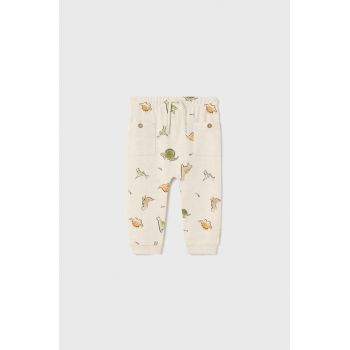 Mayoral pantaloni bebe culoarea bej, cu imprimeu