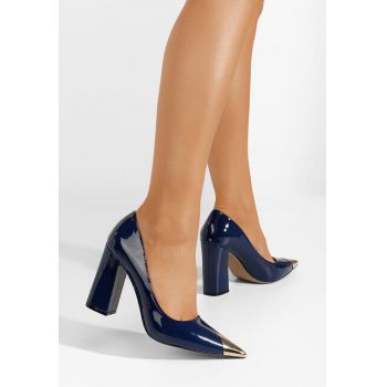 Pantofi cu toc gros eleganti Azul navy