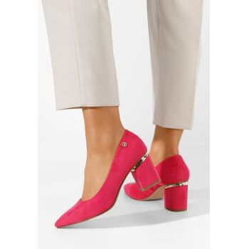 Pantofi cu toc gros eleganti Nelia V2 B fucsia