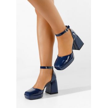 Pantofi cu toc gros Ibia navy