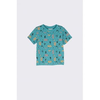 Coccodrillo tricou de bumbac pentru copii culoarea turcoaz, cu imprimeu