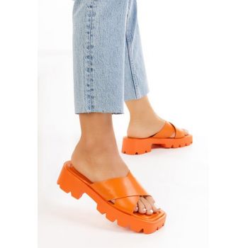 Papuci cu platformă Mandi portocalii