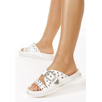 Papuci dama Janella albi de firma originali