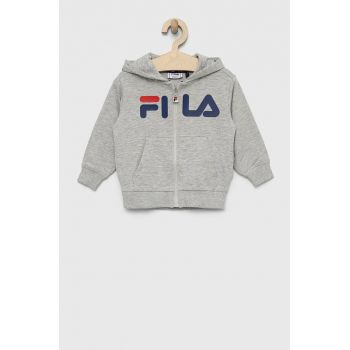 Fila bluza copii culoarea gri, cu glugă, cu imprimeu