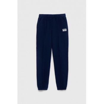 Fila pantaloni de trening din bumbac pentru copii culoarea albastru marin, neted