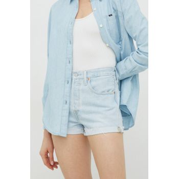 Levi's pantaloni scurți din denim femei, uni, high waist 56327.0313-LightIndig