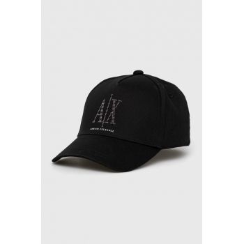 Armani Exchange șapcă de baseball din bumbac culoarea negru, cu imprimeu ieftina