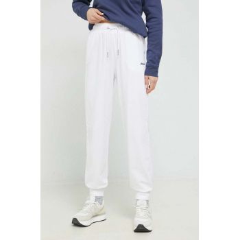 Fila pantaloni de trening culoarea alb, neted