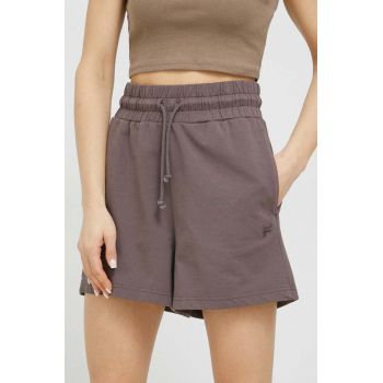 Fila pantaloni scurti femei, culoarea violet, neted, high waist