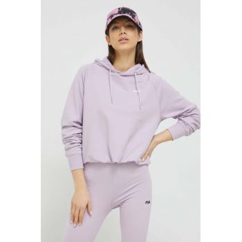 Fila bluza femei, culoarea violet, cu glugă, neted