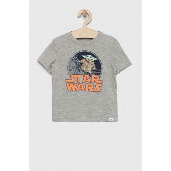 GAP tricou de bumbac pentru copii x Star Wars culoarea gri, cu imprimeu