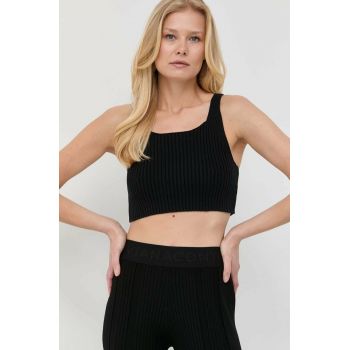 BOSS top din bumbac culoarea negru