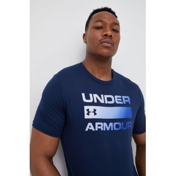 Under Armour tricou de antrenament Team Issue Wordmark culoarea albastru marin, cu imprimeu, 1329582