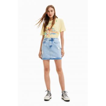 Desigual fusta jeans mini, drept ieftina