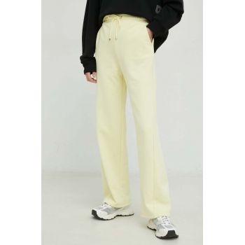 Max Mara Leisure pantaloni de trening culoarea galben, neted