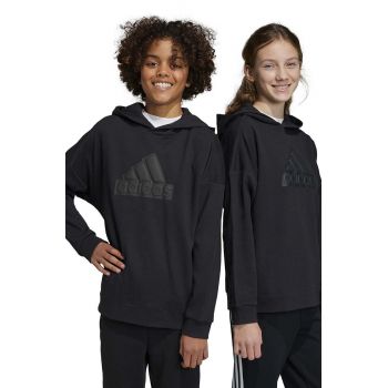 adidas bluza copii U FI LOGO culoarea negru, cu glugă, cu imprimeu