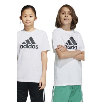 adidas tricou de bumbac pentru copii U BL culoarea alb, cu imprimeu