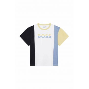 BOSS tricou de bumbac pentru copii culoarea alb, cu imprimeu