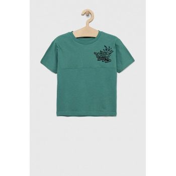 Sisley tricou de bumbac pentru copii culoarea verde, cu imprimeu